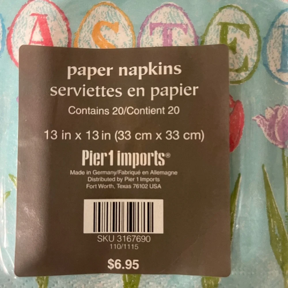 Pier 1 Happy Easter Napkins - Pink and Blue Floral Design